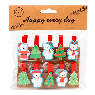 Mini carlige decorative CRACIUN2 - set 10 buc PR9001023 - Green Print