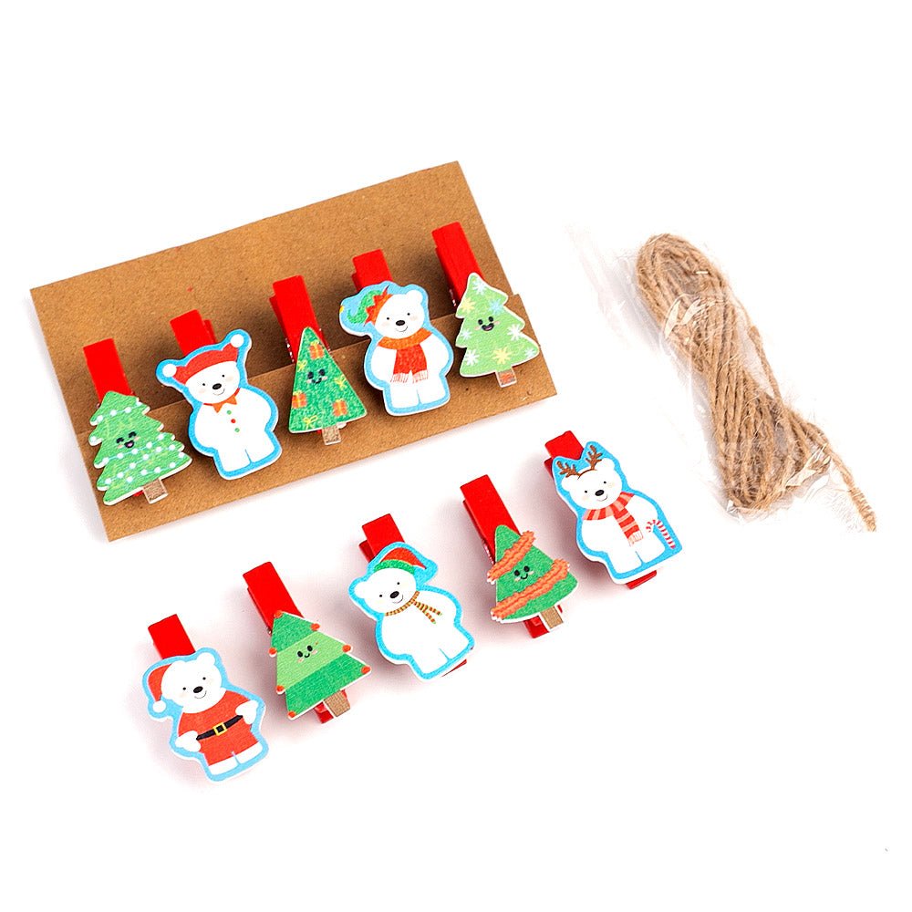 Mini carlige decorative CRACIUN2 - set 10 buc PR9001023 - Green Print