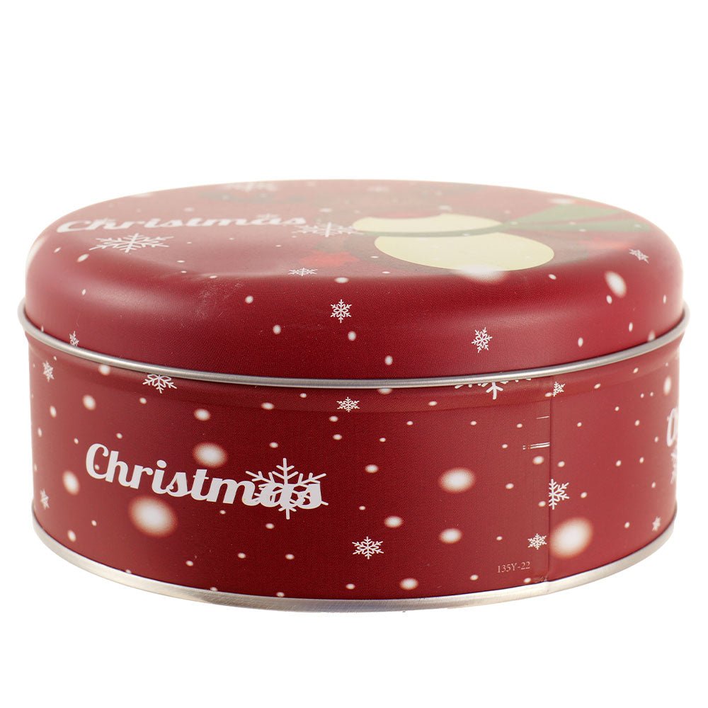 Cutie metalica rotunda rosie cu model ren de Craciun XM724789 - Green Print
