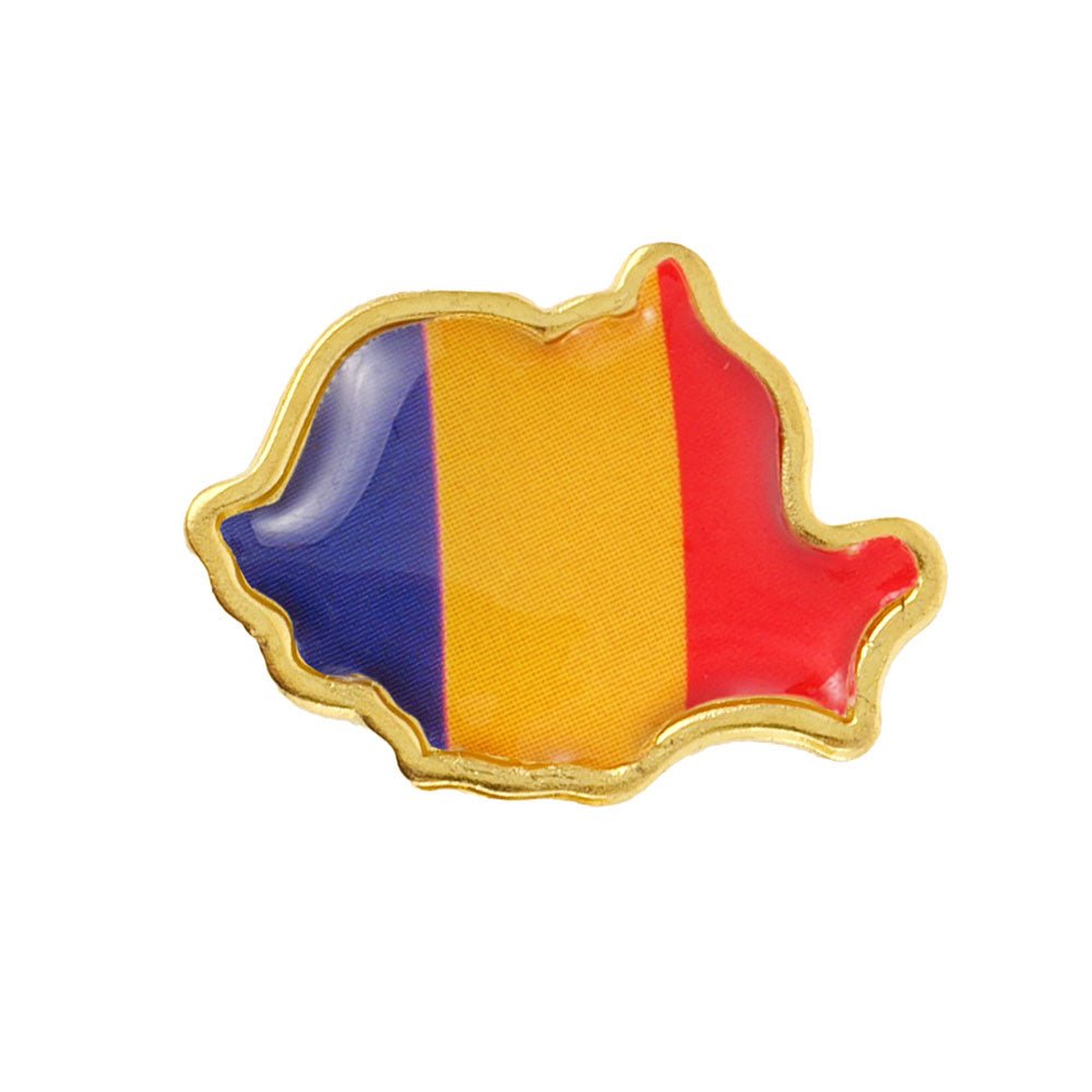 Pin metalic auriu tricolor ROMANIA ST706180 - Green Print
