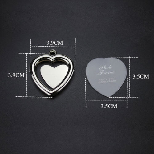 Breloc metalic insertie foto inima SH22 - Green Print