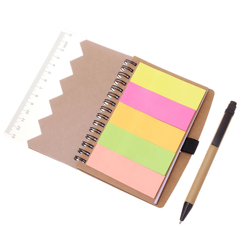 Agenda multifunctionala cu pix si notite adezive A6 NB602914 - Green Print