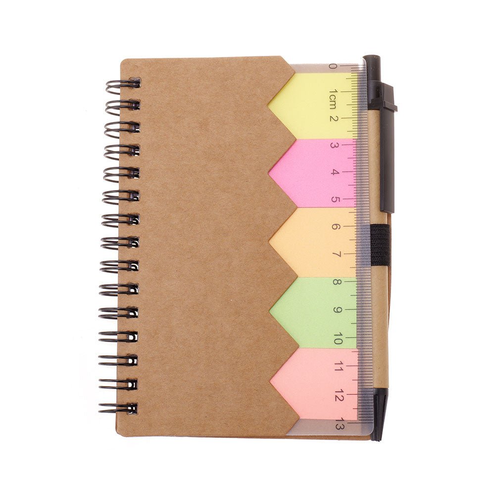 Agenda multifunctionala cu pix si notite adezive A6 NB602914 - Green Print