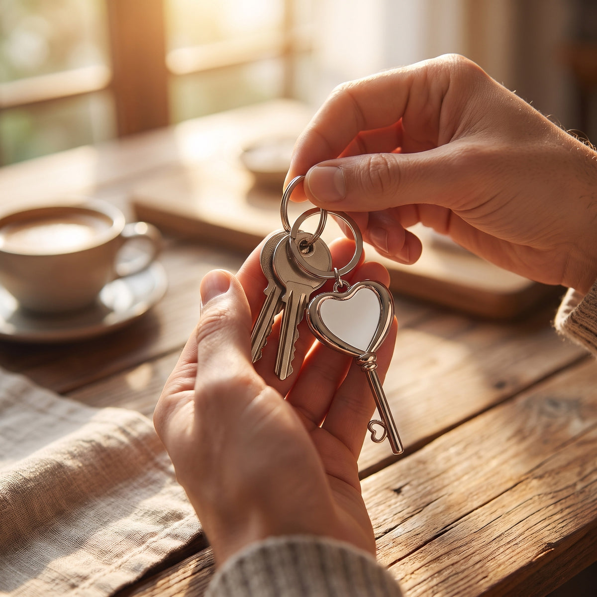Sublimation compatible metal keychain Heart Key