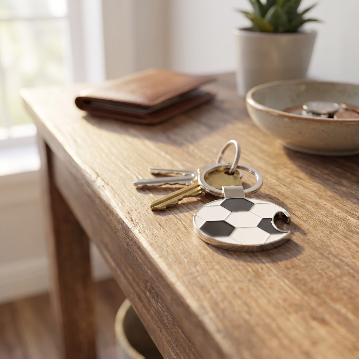 Sublimation compatible metal keychain Football Ball