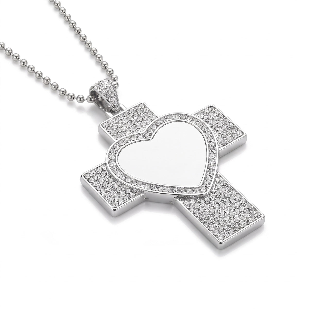 Metal cross necklace with small stones - Sublimation