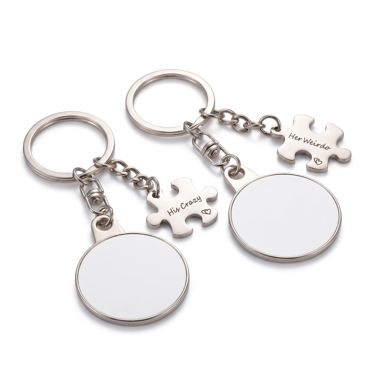 Set of 2 sublimation compatible metal keychains Couple Puzzle