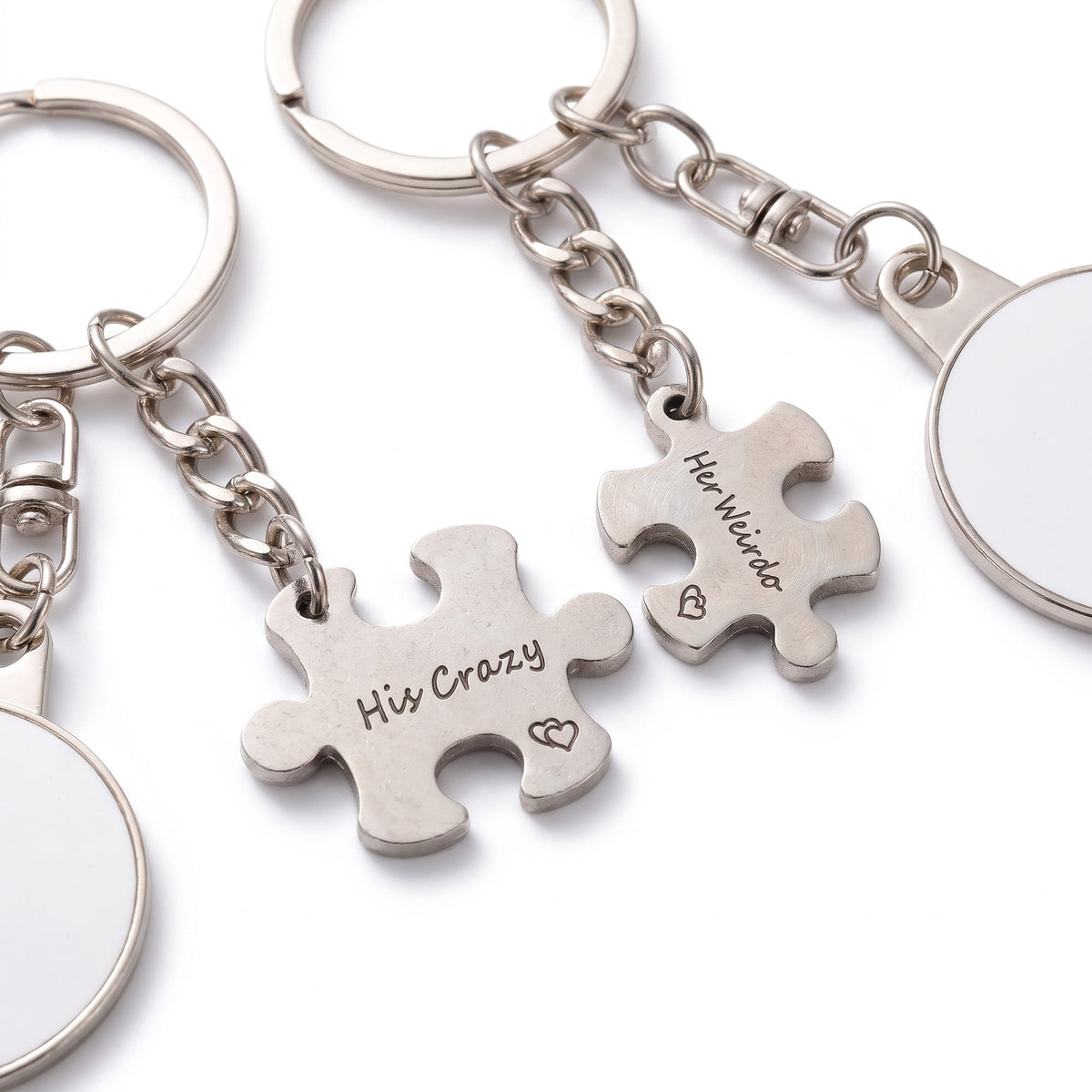 Set of 2 sublimation compatible metal keychains Couple Puzzle