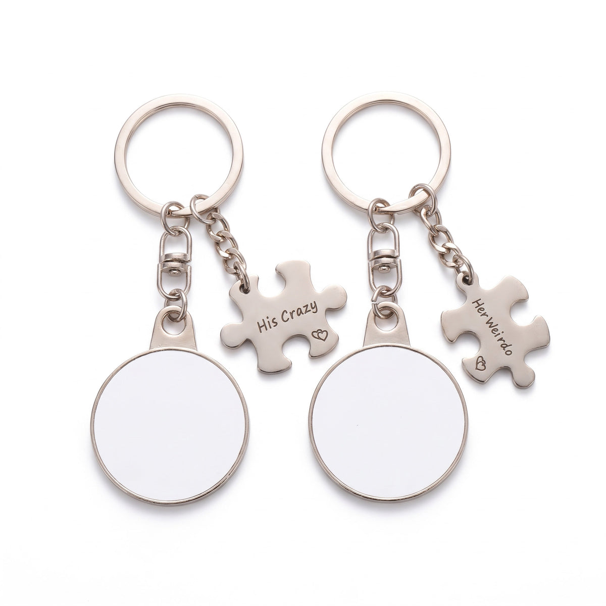 Set of 2 sublimation compatible metal keychains Couple Puzzle
