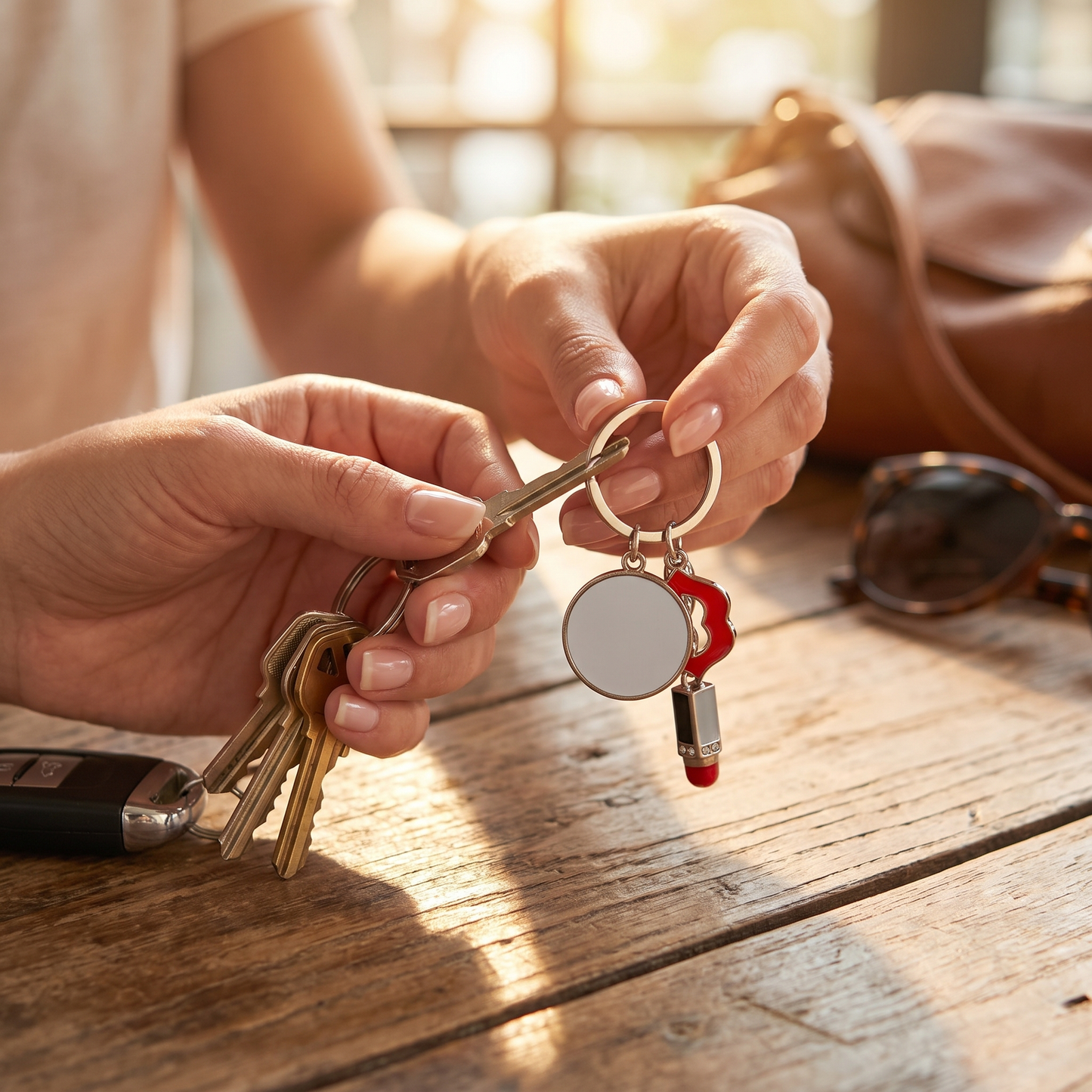 Red lips and lipstick keychain - sublimation compatible