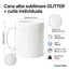 Cana alba sublimare GLITTER + cutie individuala A01601 - Green Print