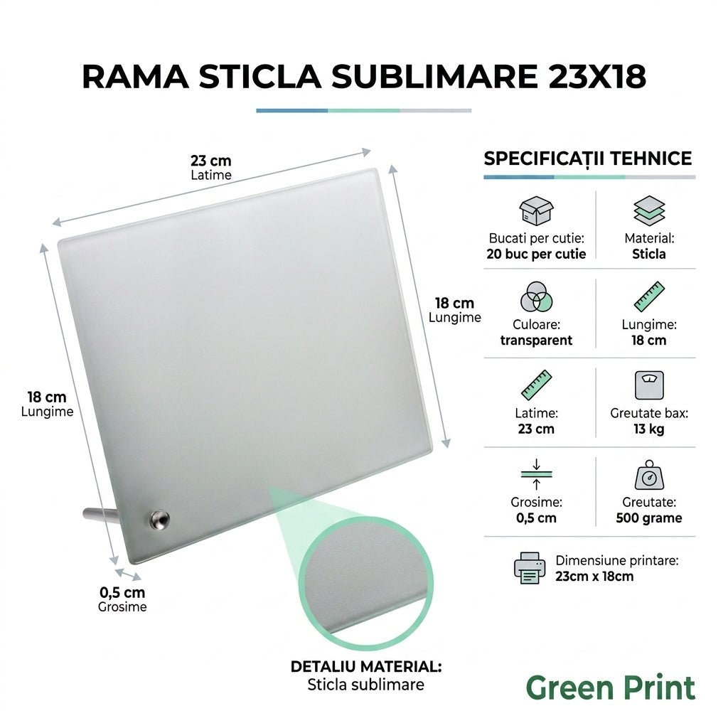 Rama sticla sublimare 23x18 C2318 - Green Print
